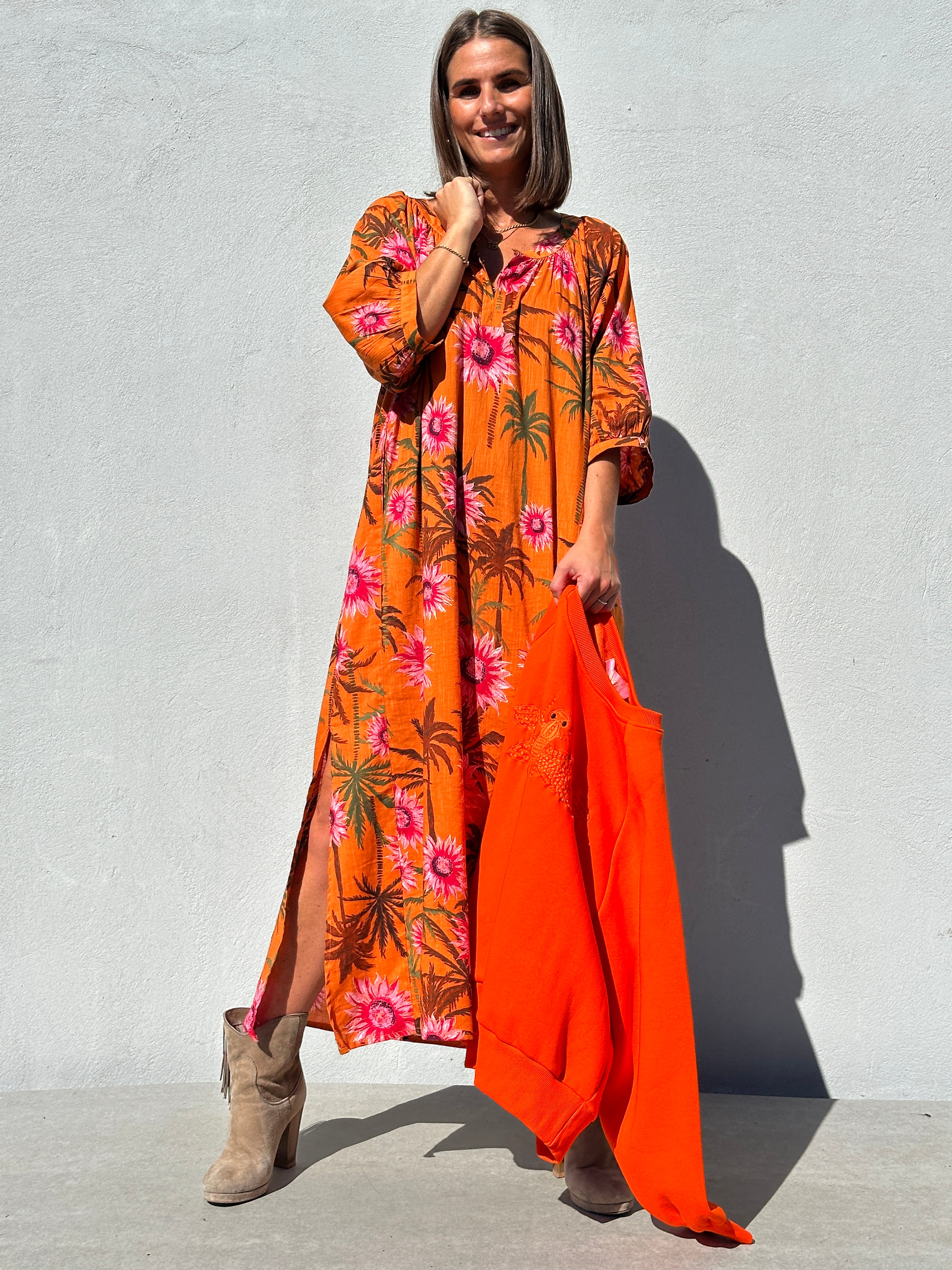 Gaspar 2607765 Athen dress flower orange