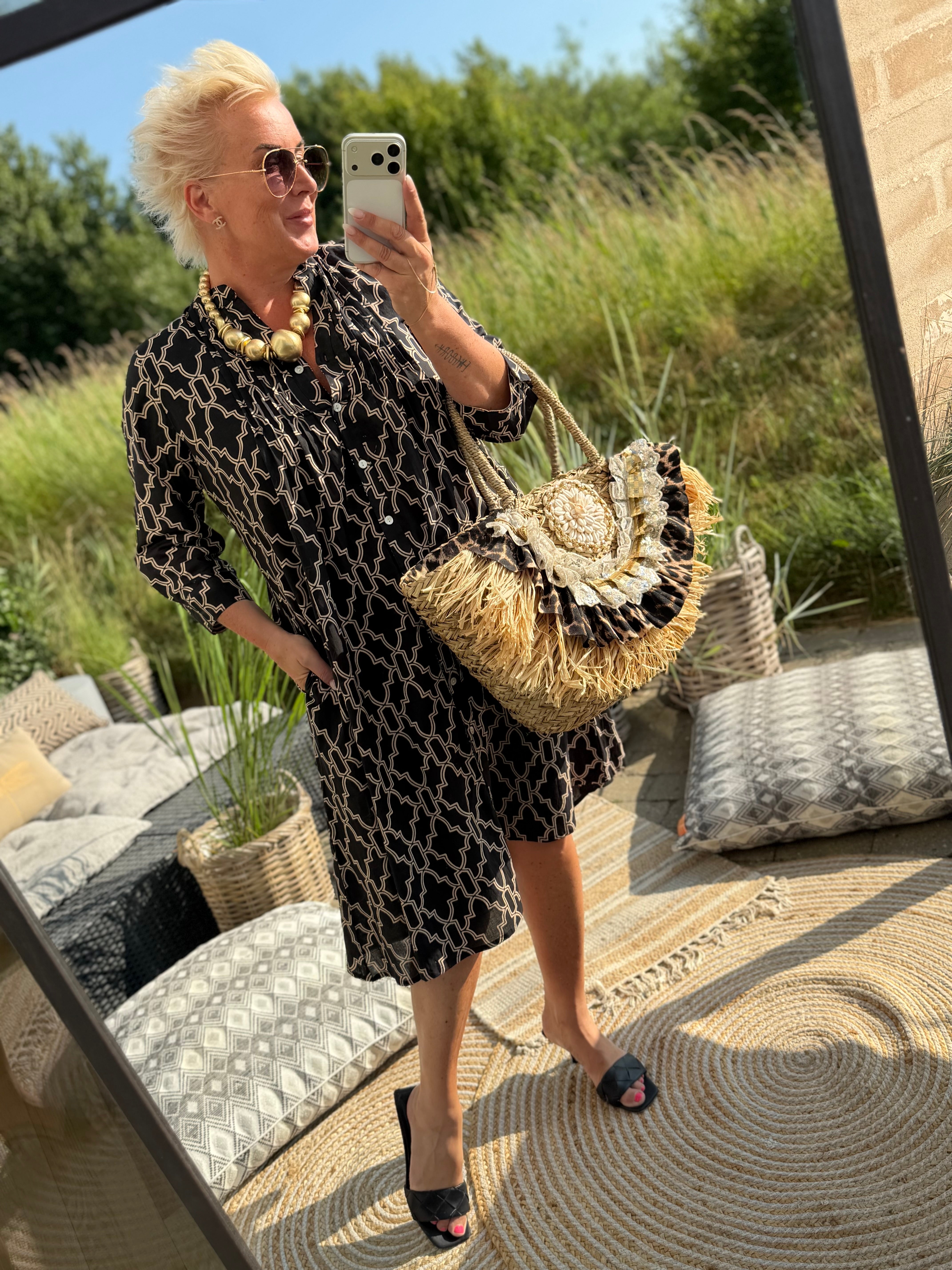 WAUW Torino 10207 dress black and beige