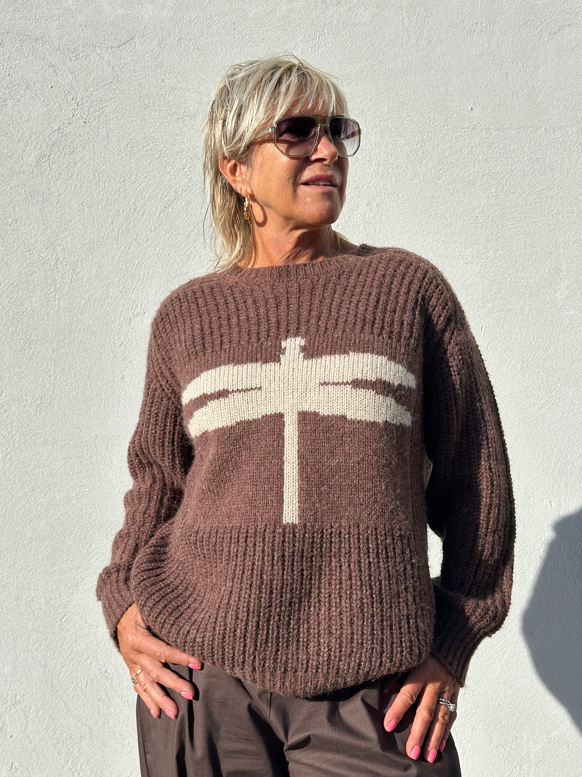 Gaspar 2607349 Pisa logo pullover brown