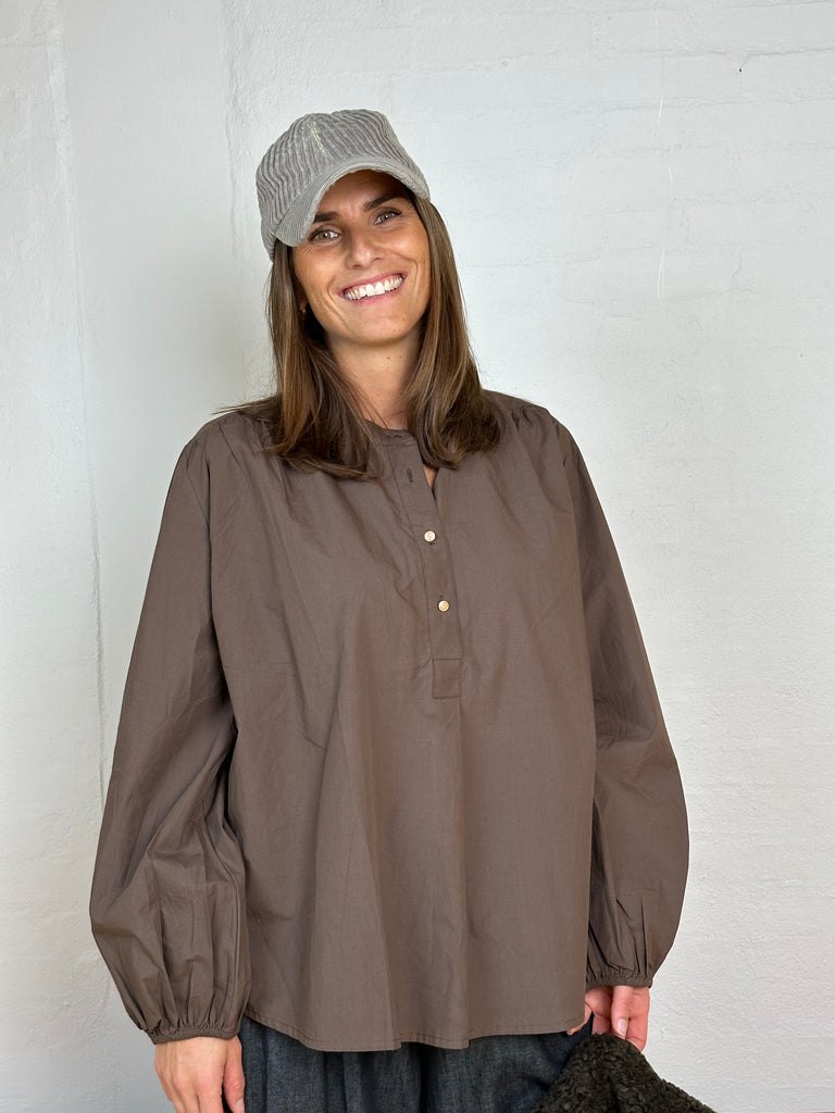 Gaspar 2501342 Læsø poplin bluse brown