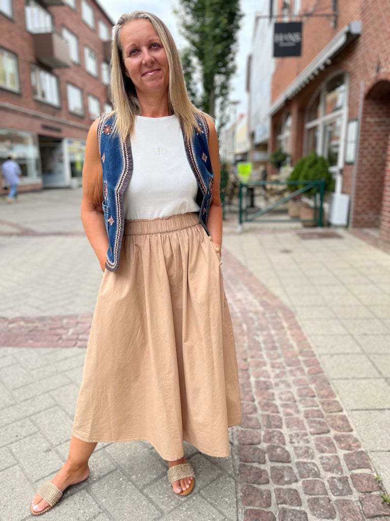 Gaspar 2501939 Vienna poplin skirt sand