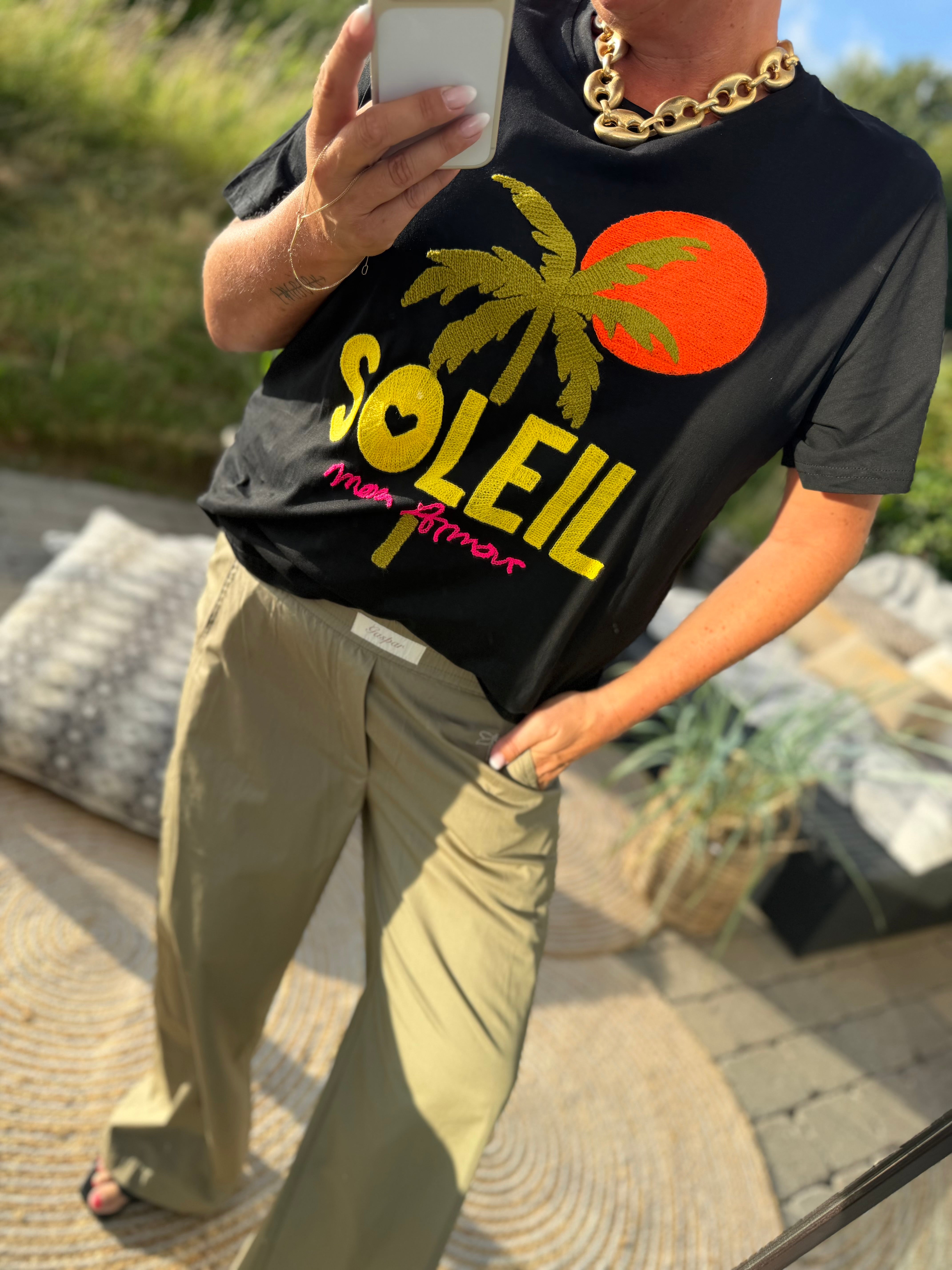 Soleil palm sun T-shirt black