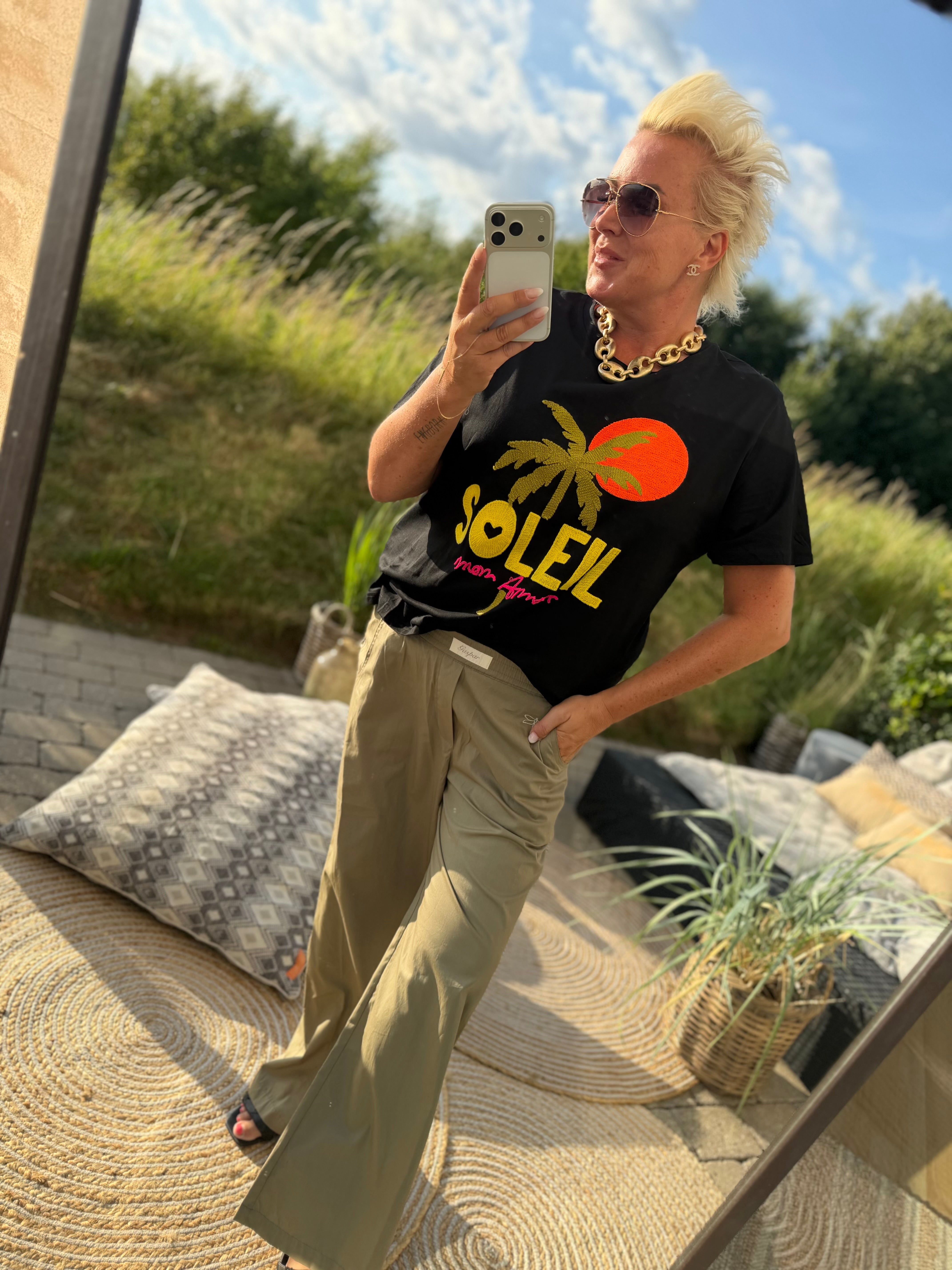 Soleil palm sun T-shirt black