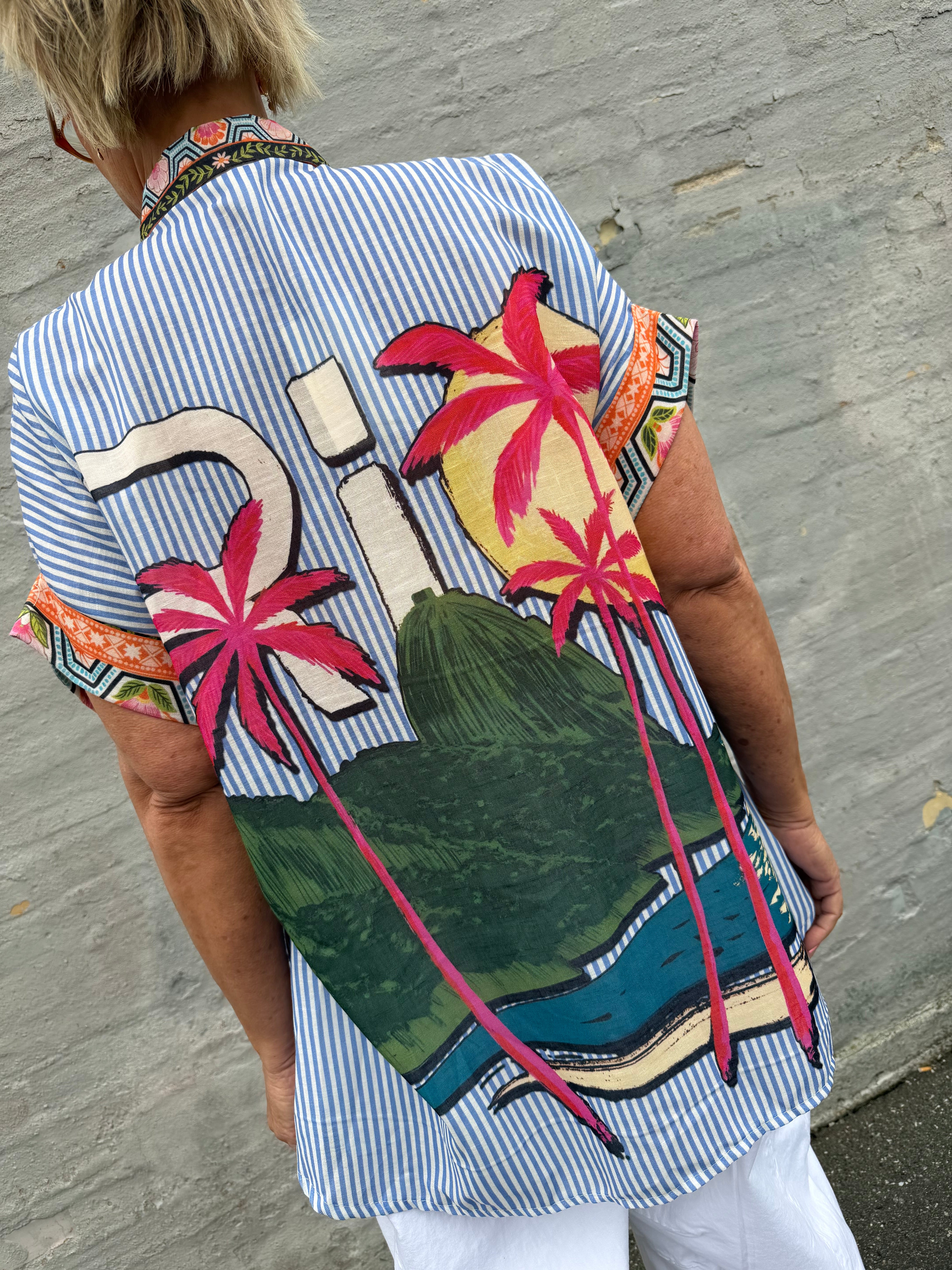 By Engbork Parrot shirt stripe blue