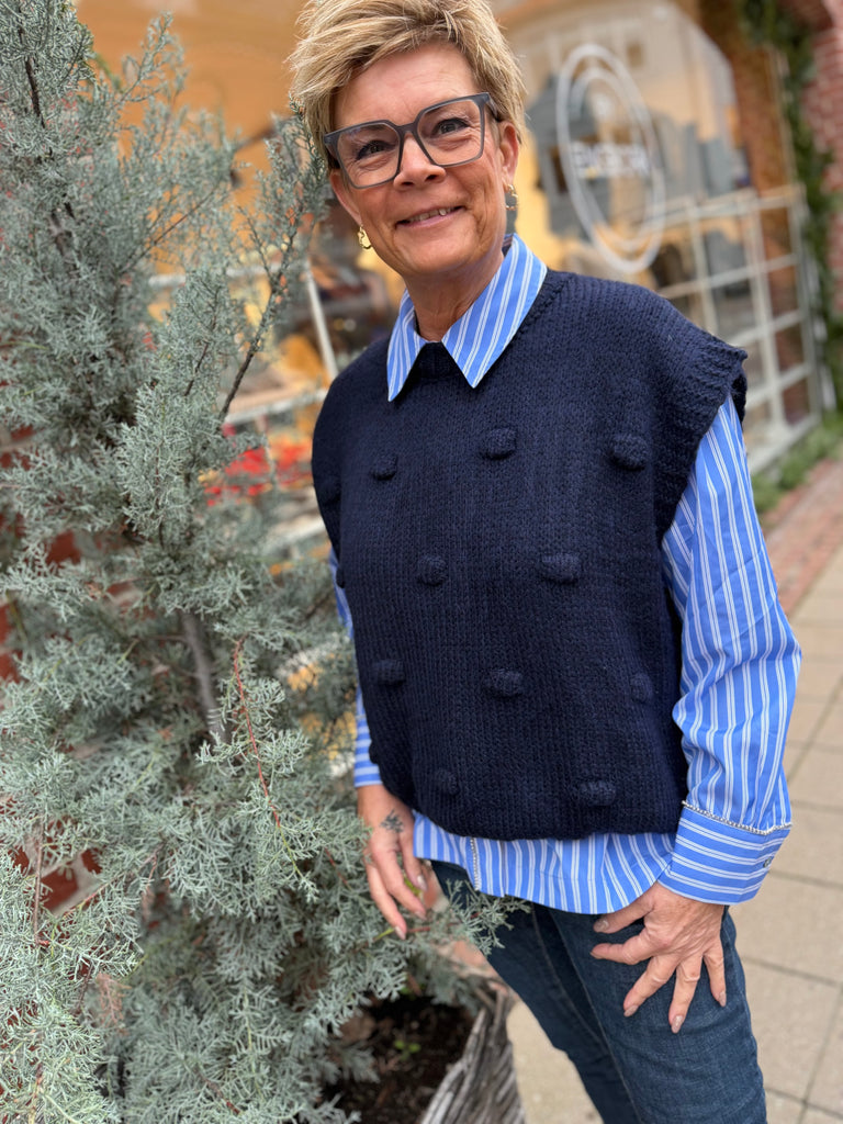 Boho Love B1299 strik vest navy dots