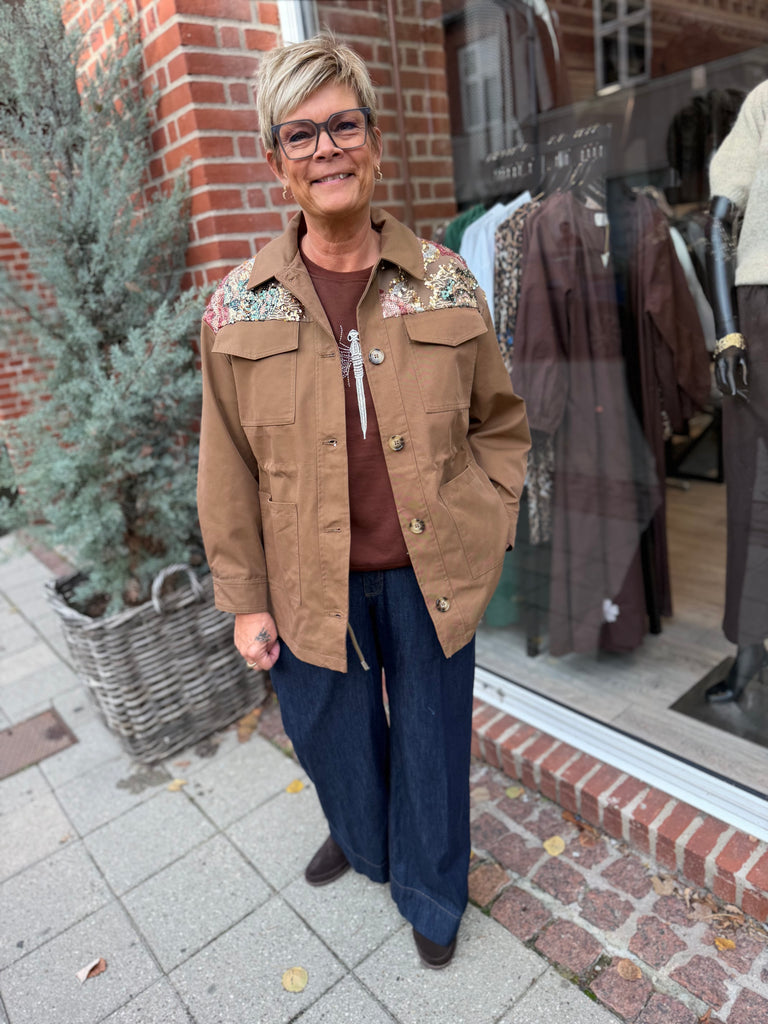 Qnuz 9174 Canvas jacket sequins