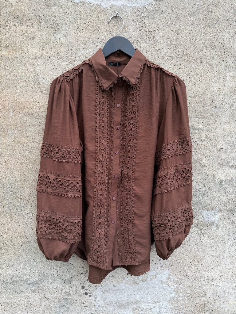 Qnuz 9213 shirt lace marron