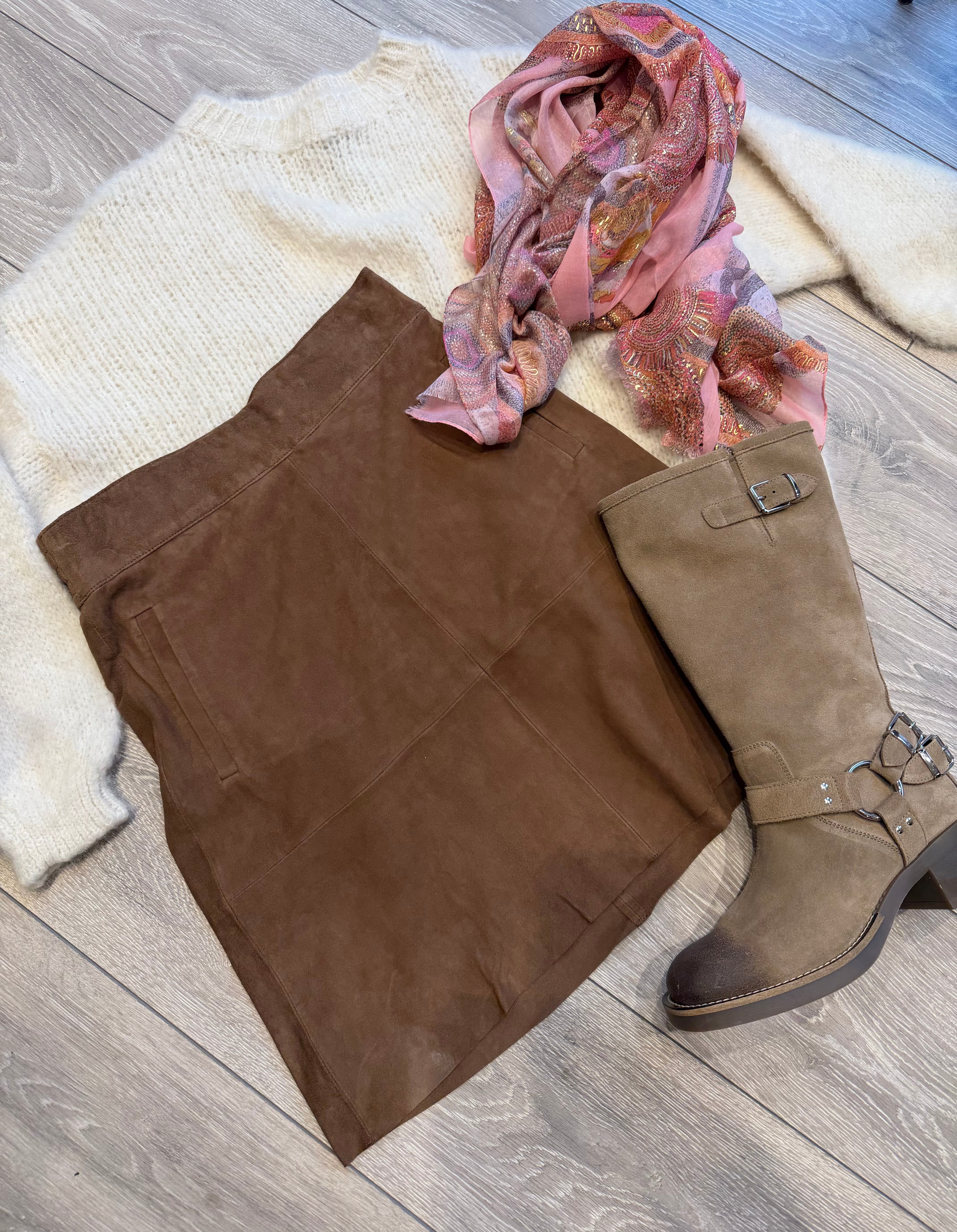 Depeche 51390 Lorina skirt suede wood
