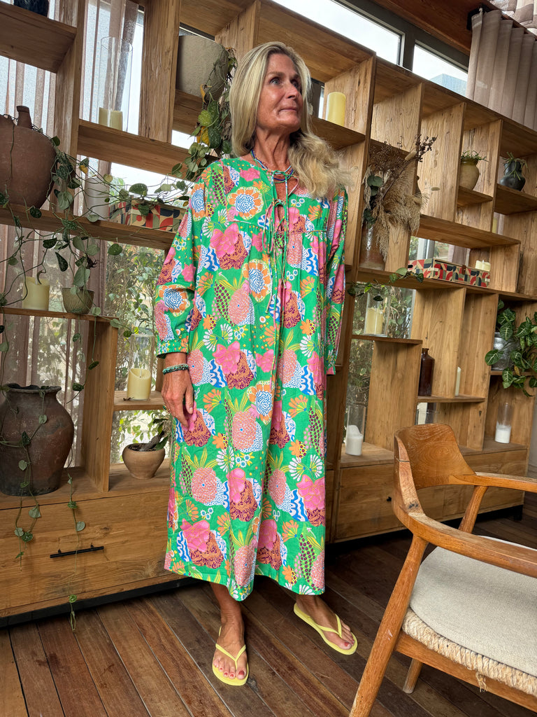 WAUW Capri dress flower print green
