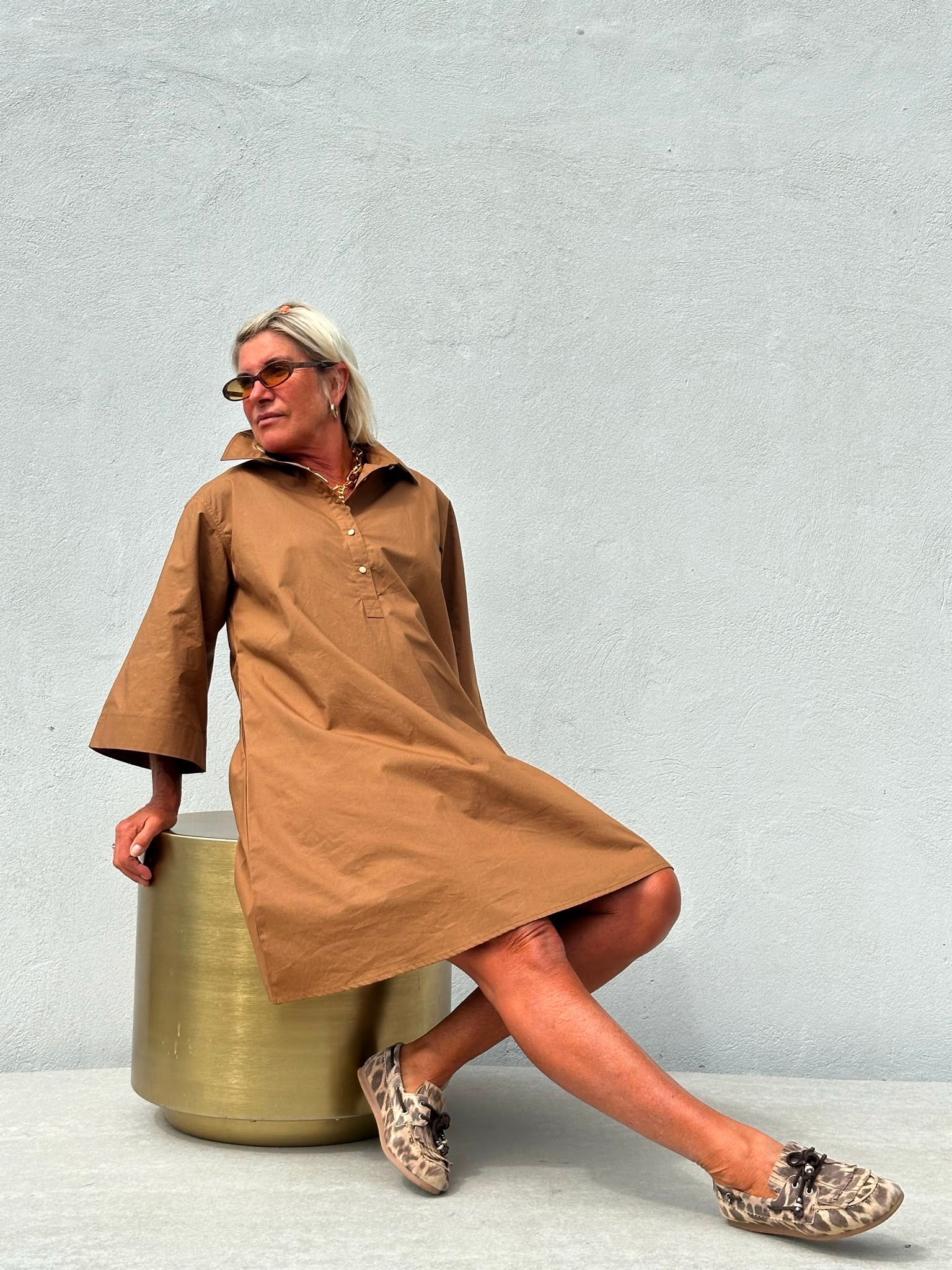 Gaspar 2607710 Haiti dress dark camel