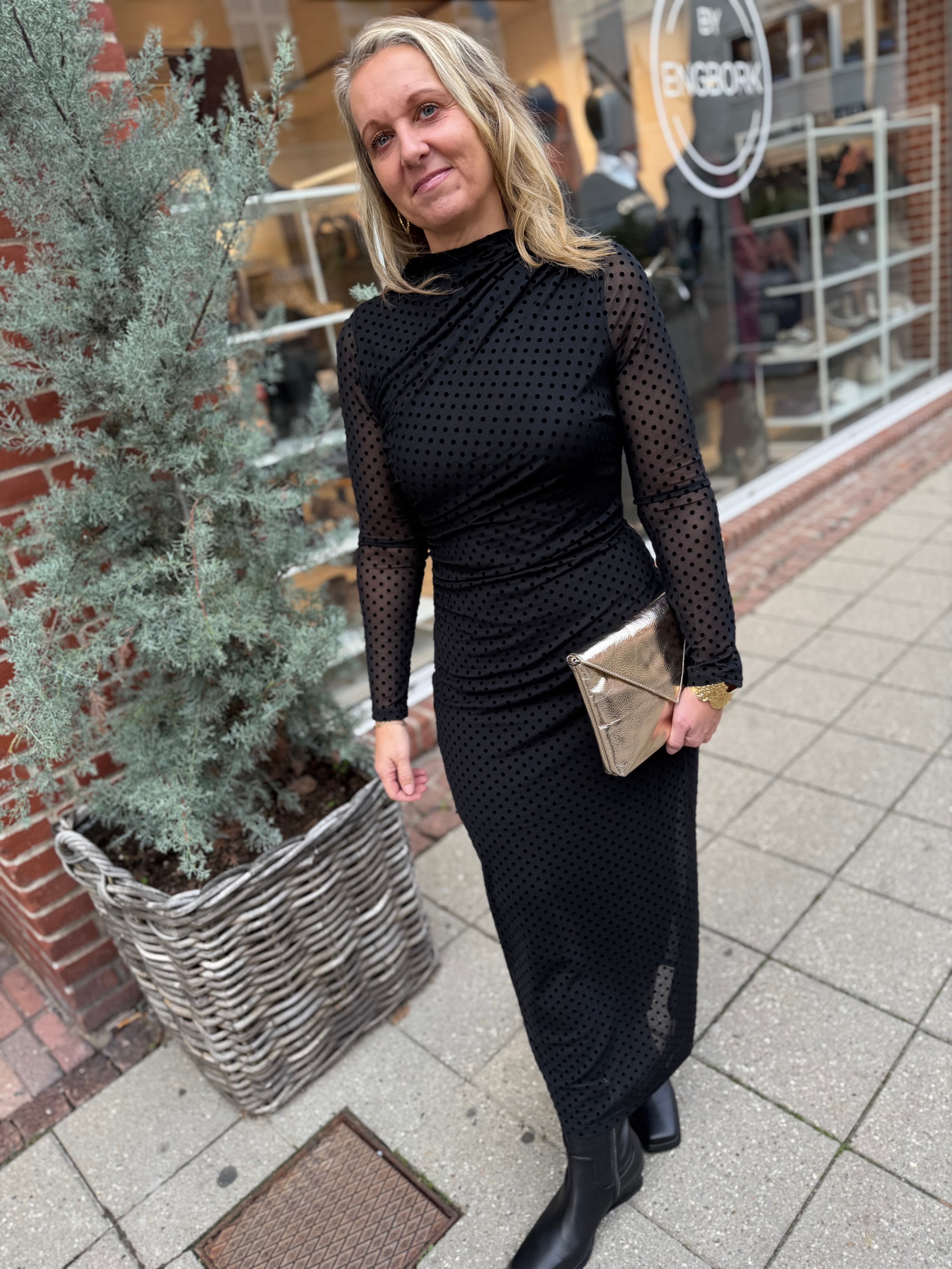 Qnuz 9220 Mesh dress dots black