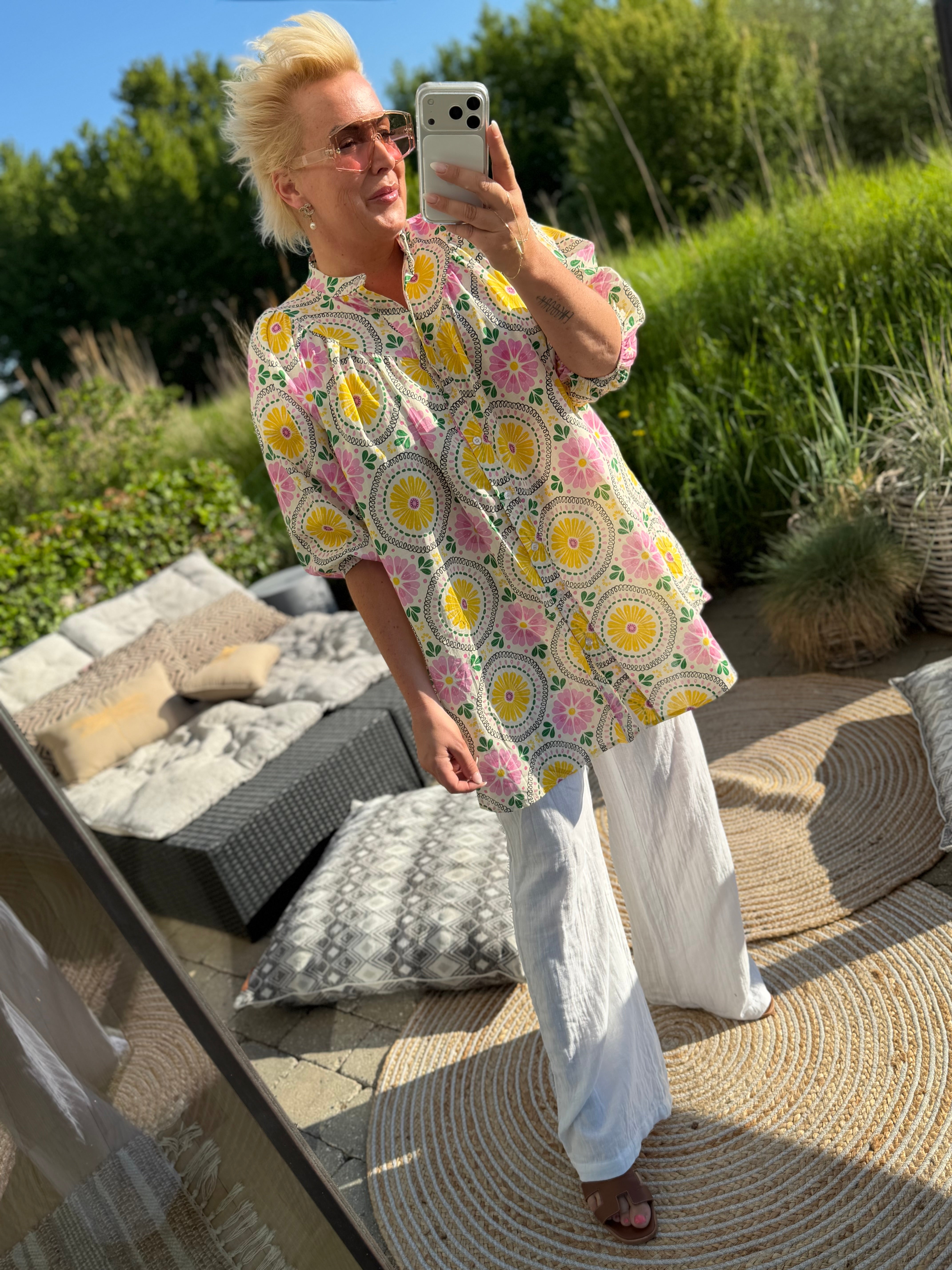 Boho Love B1380 tunic flower multi yellow