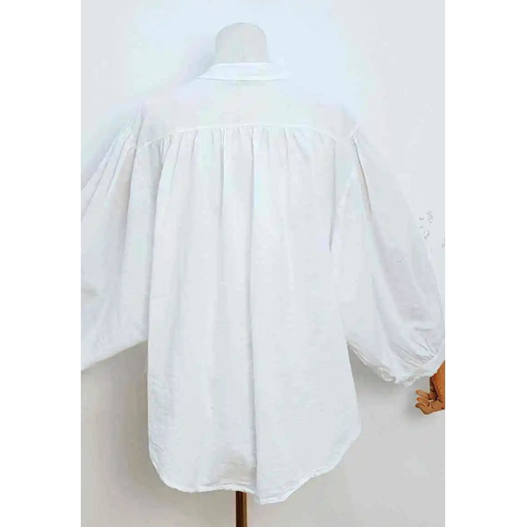 QNUZ 9250 Happy skjorte embrodery white