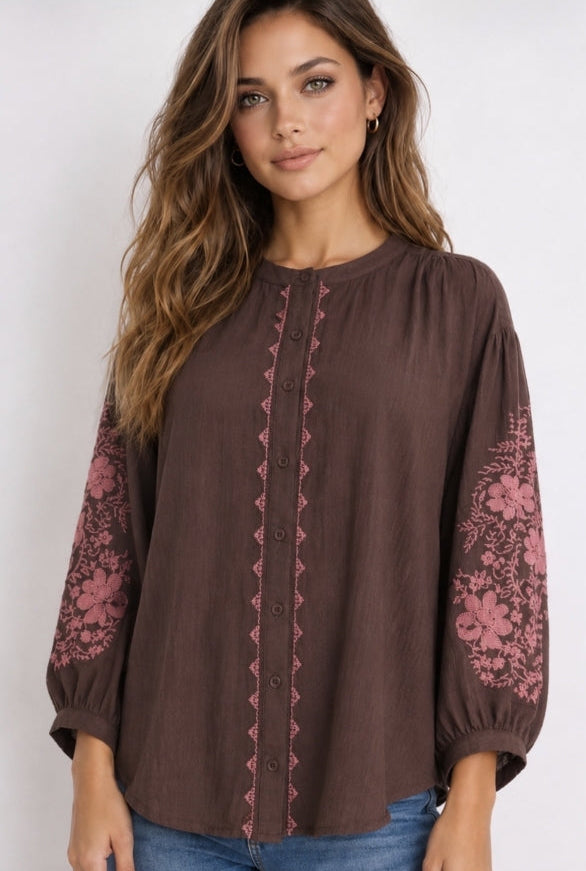 LECOCO 35238 Nicola shirt coffee
