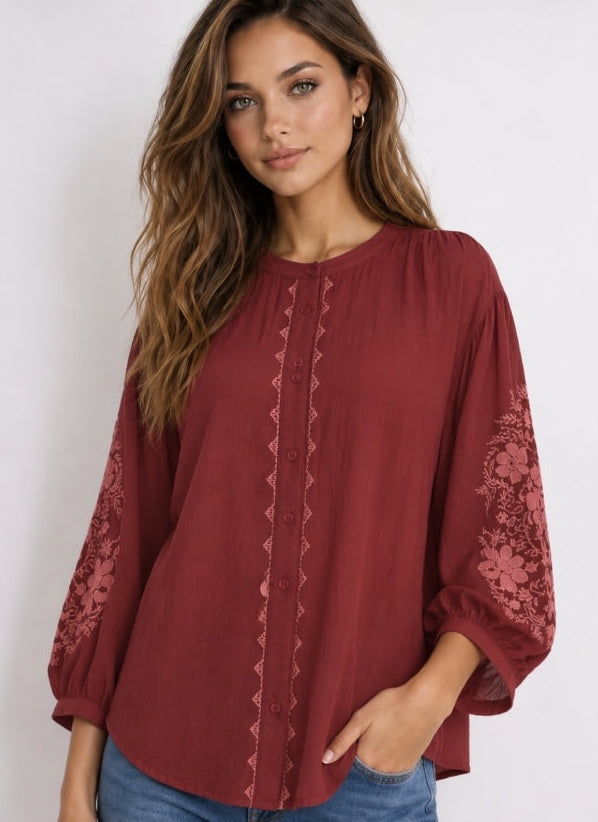 LECOCO 35238 Nicola shirt wine red