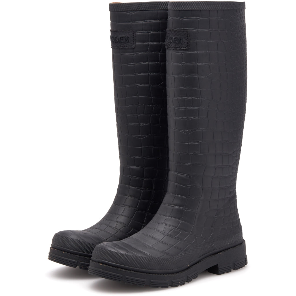 Woden WL763 Le Croco waterproof long boot black