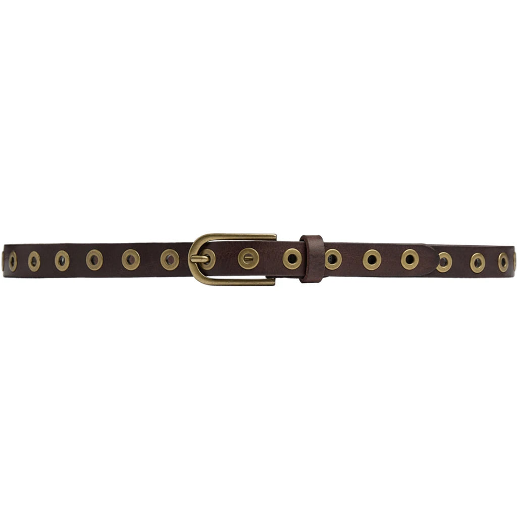 Depeche 11478 Narrow eyelet belt dark brown