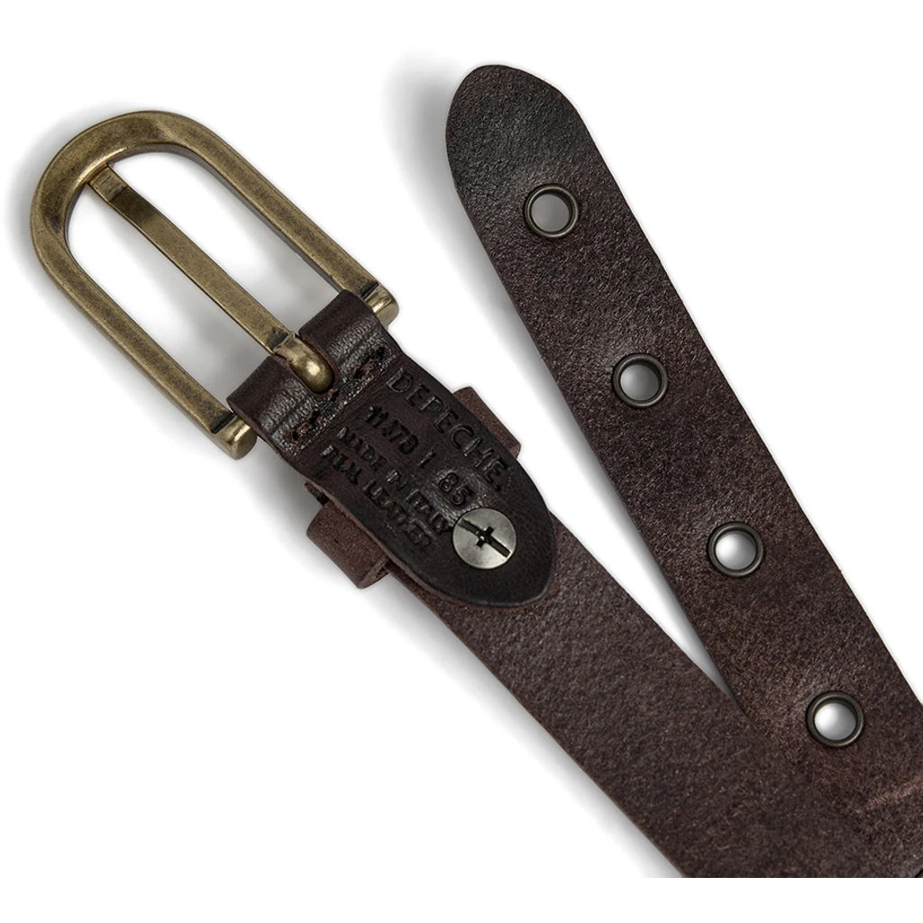 Depeche 11478 Narrow eyelet belt dark brown