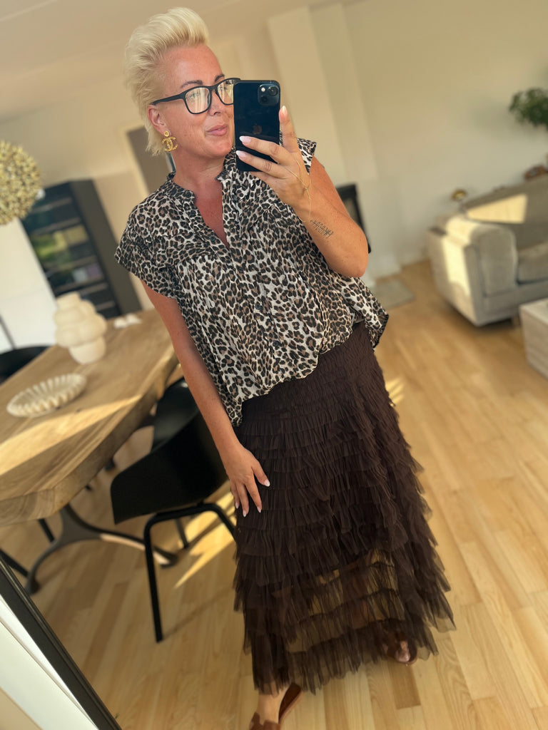 By Engbork Wonder tyl skirt Chokolade