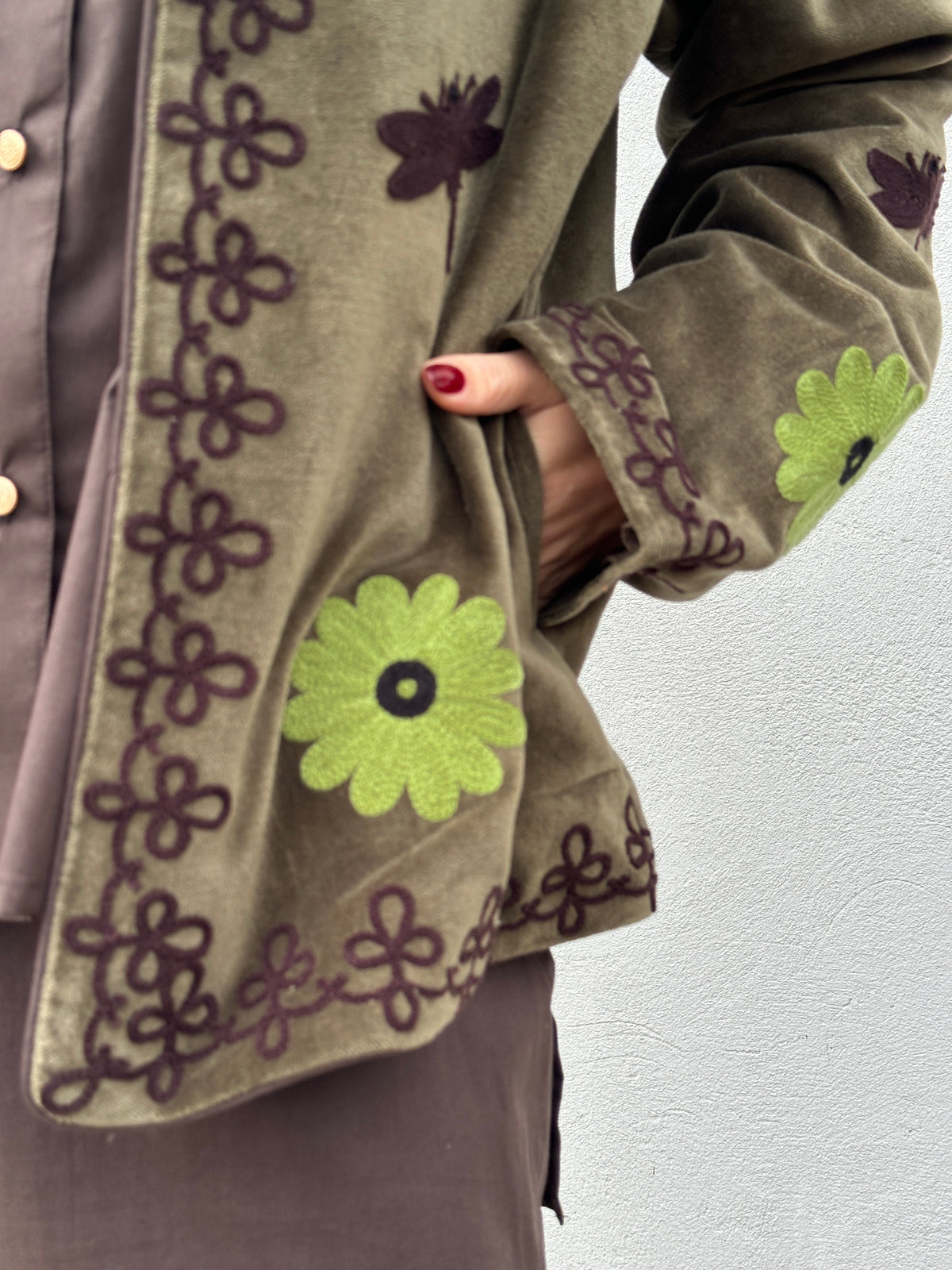 Gaspar 2607505 Utah short velvet jacket olive