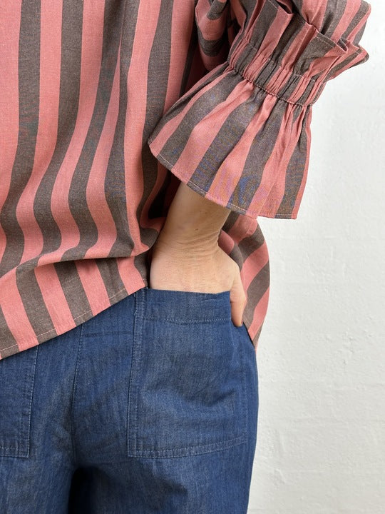 Gaspar 2601330 Himalaya stripe shirt coral