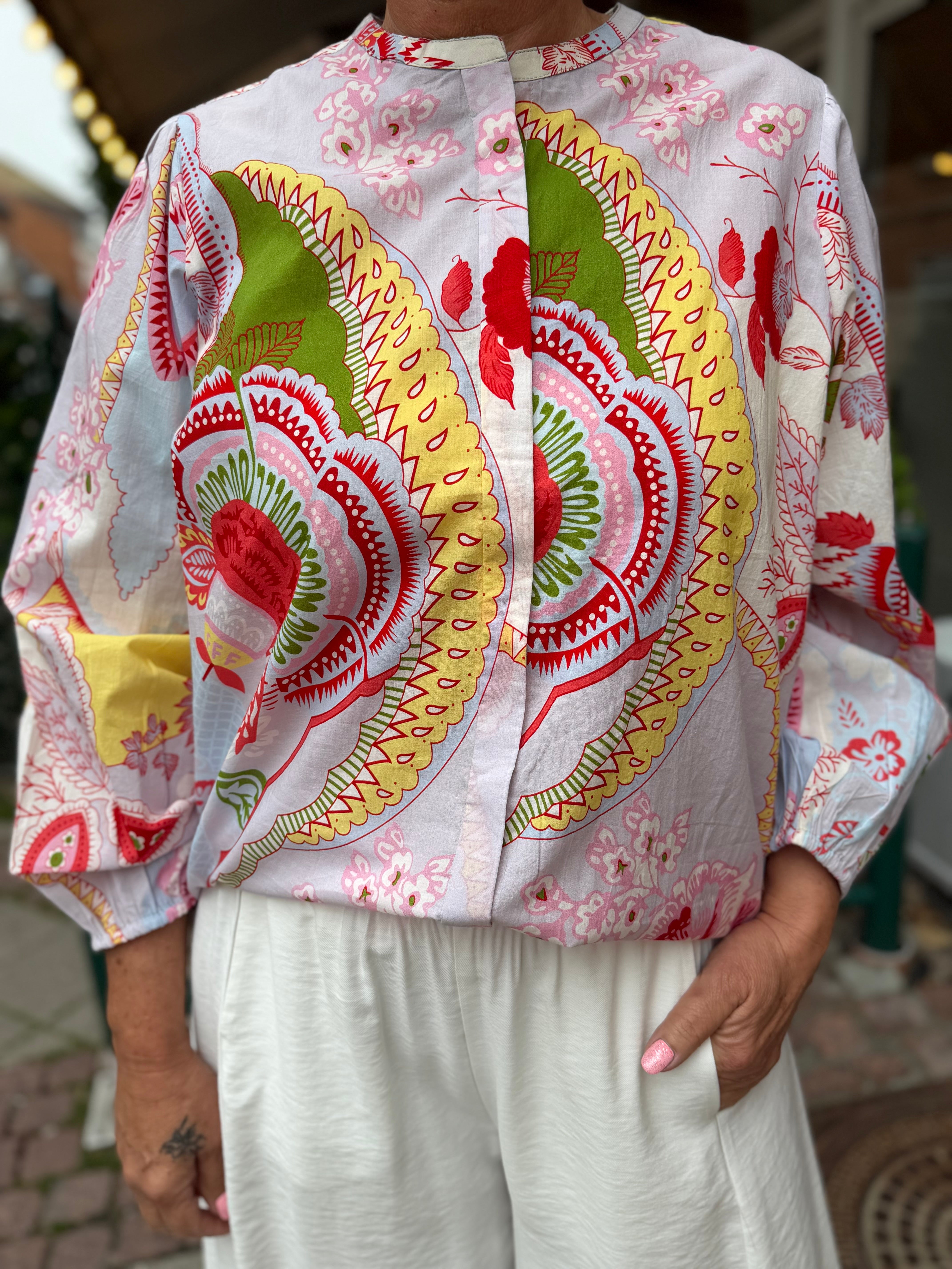 WAUW Capri blouse flower print grey