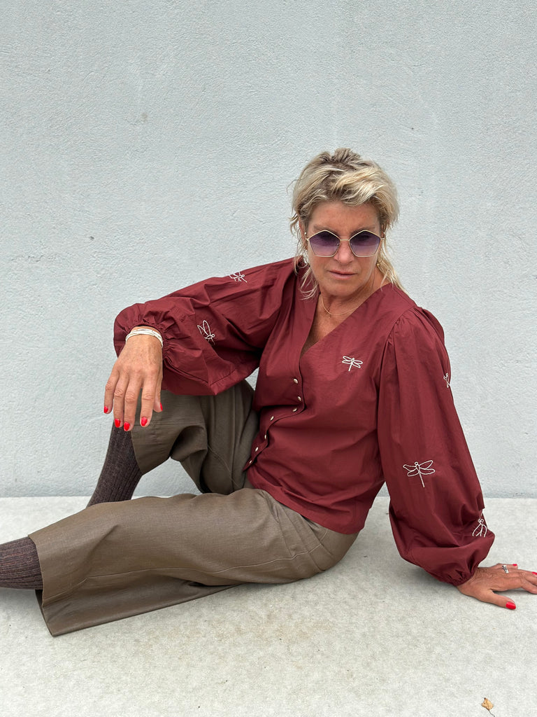 Gaspar 2507304 Valencia poplin shirt bordeaux