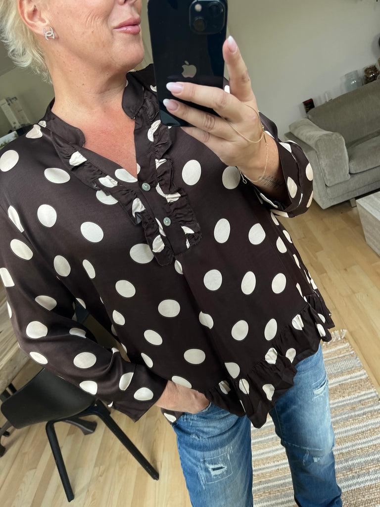 Boho Love B1292 skjorte dot satin brown