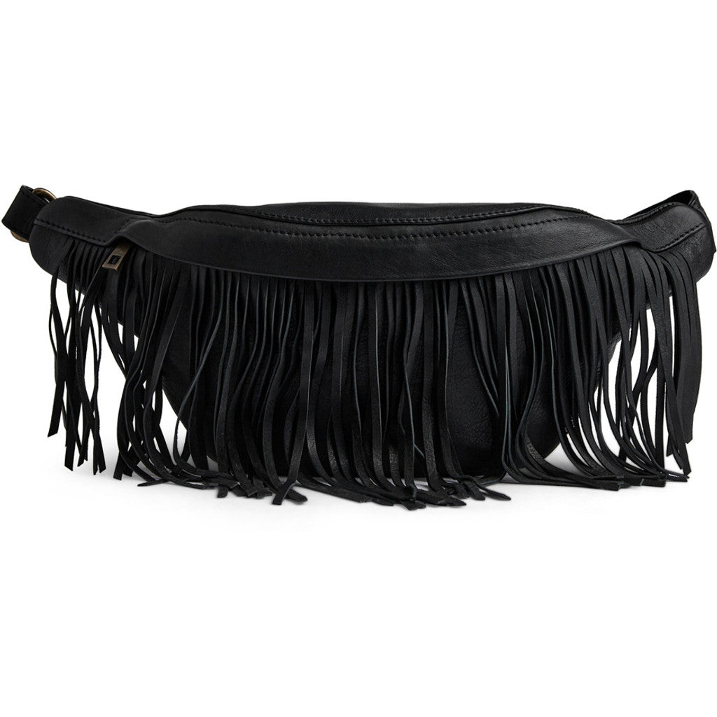 Depeche 16658 bum bag leather fringes black