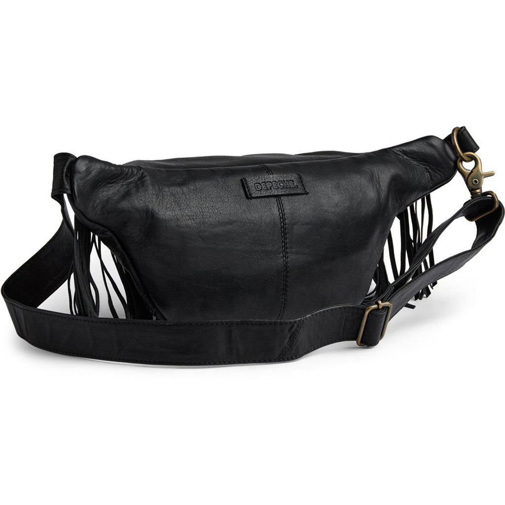 Depeche 16658 bum bag leather fringes black