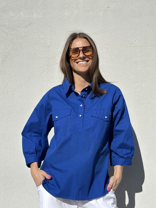 Gaspar 2601312 Oslo poplin shirt royal
