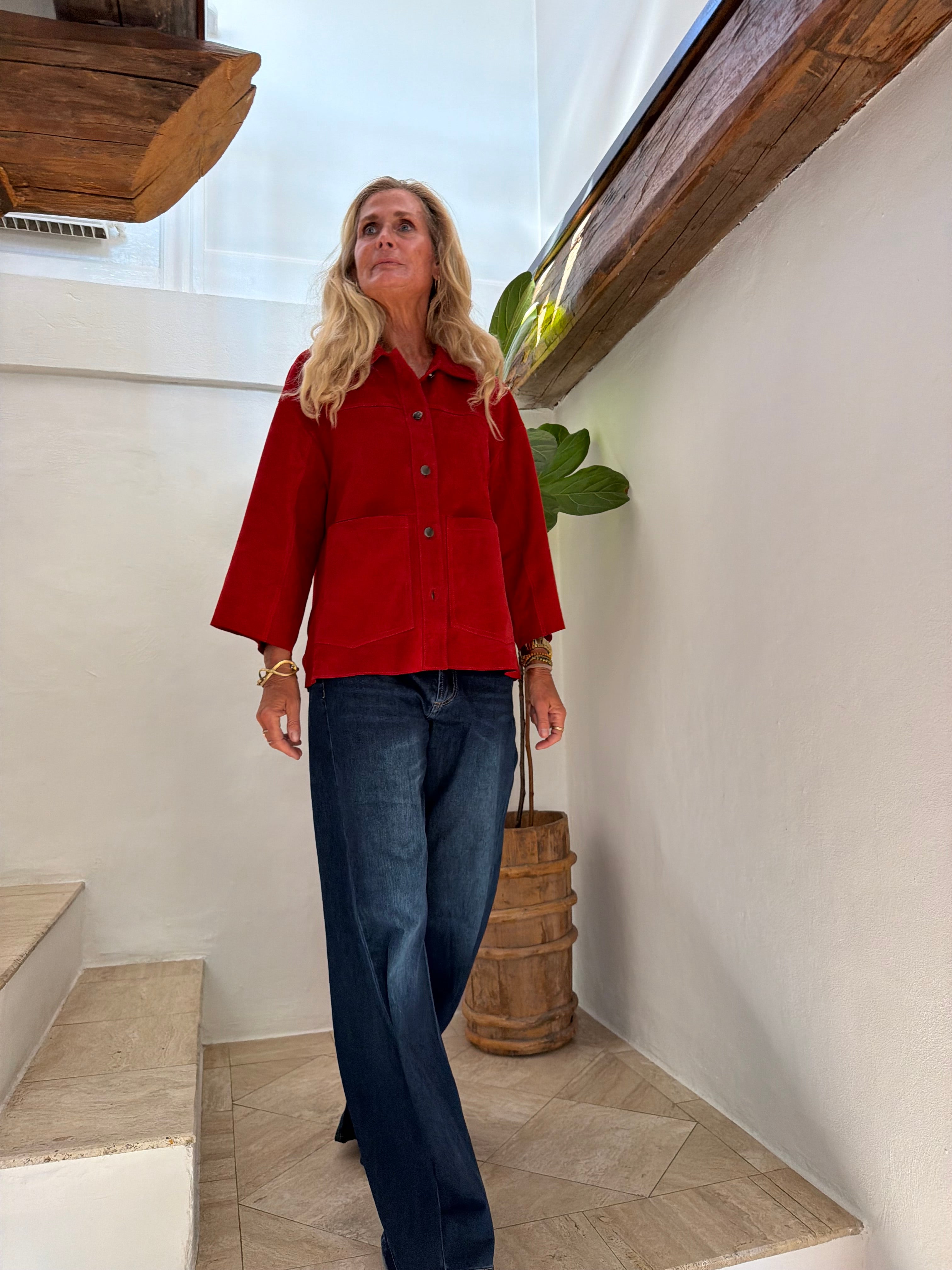 Depeche 51426 tonja oversize shirt suede red