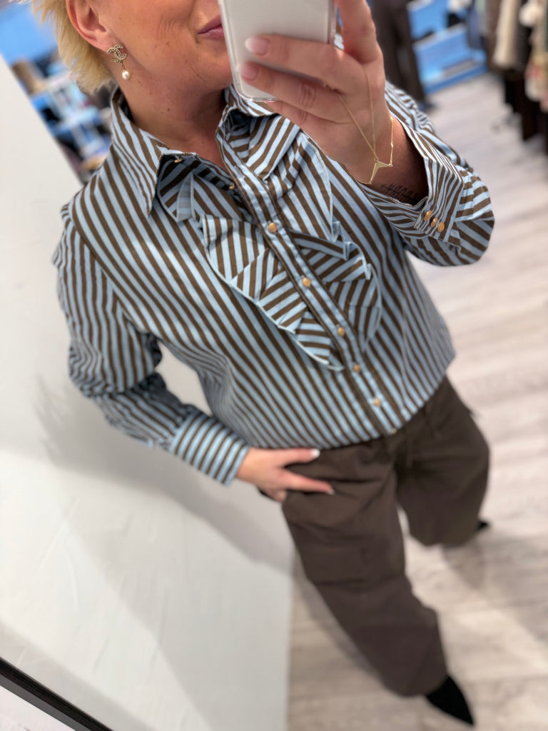 Gaspar 251337 Madison stripe skjorte brown