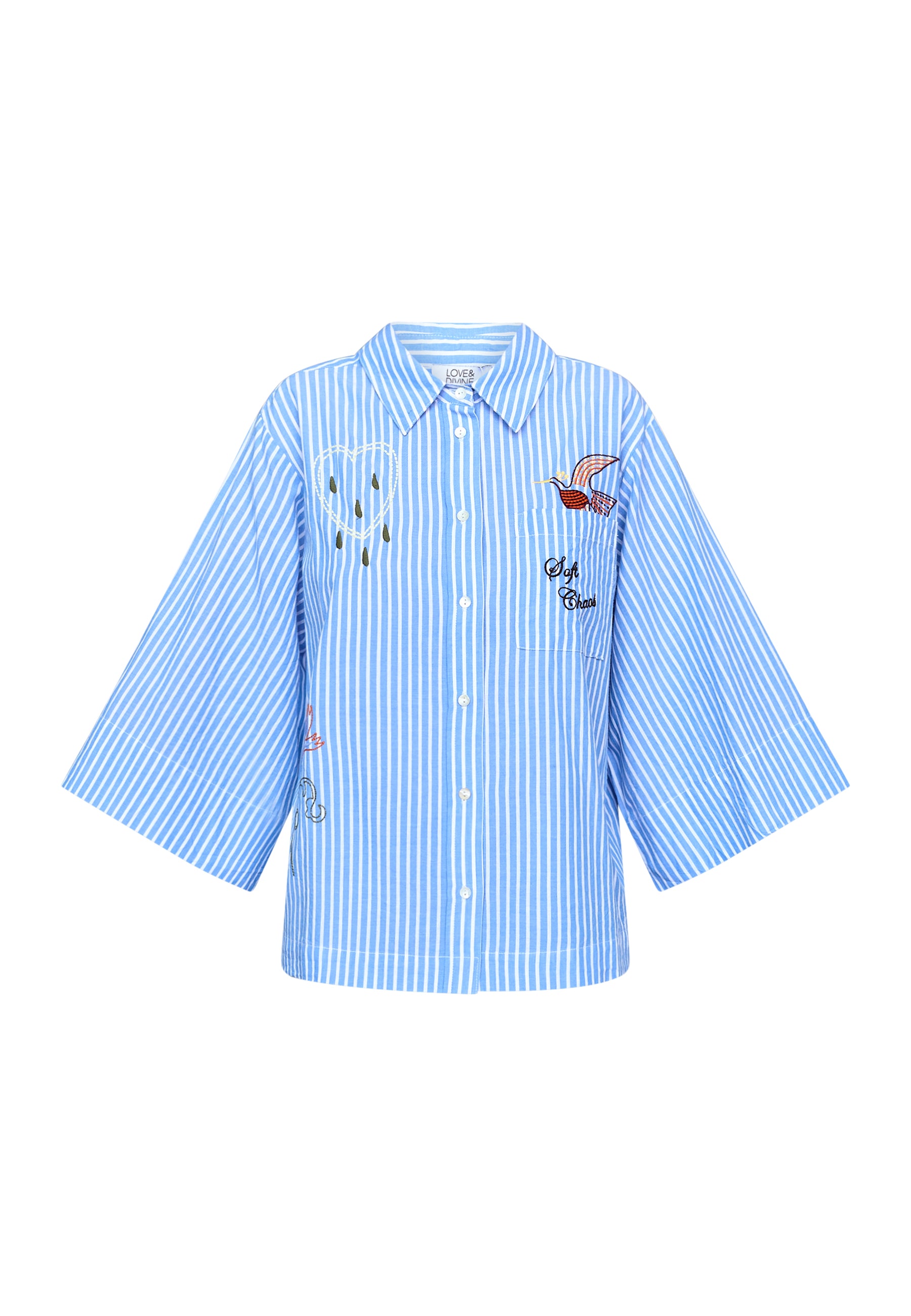 Love & Divine love1562 shirt stripe blue