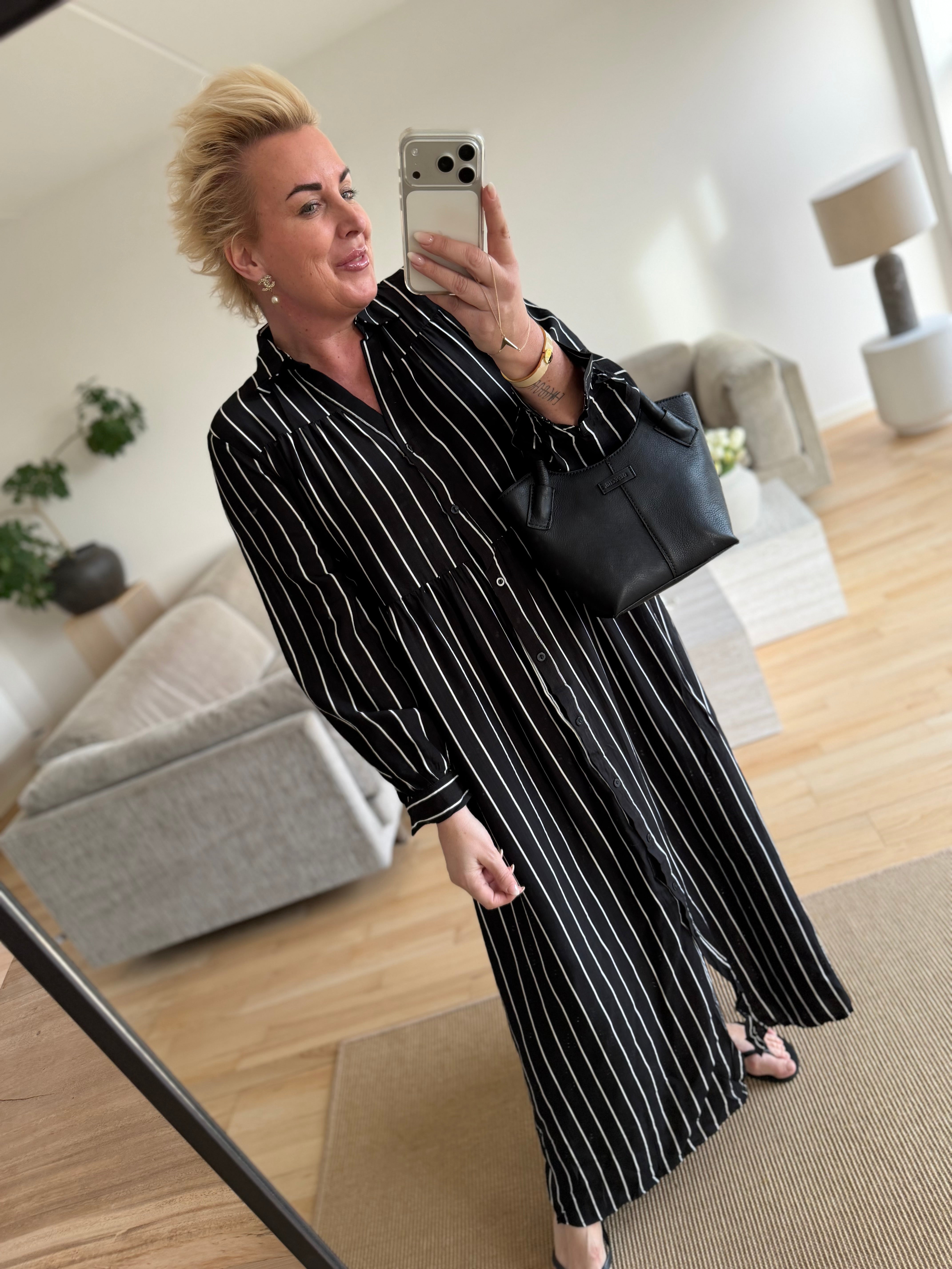 By Engbork Aurora stripe dress black