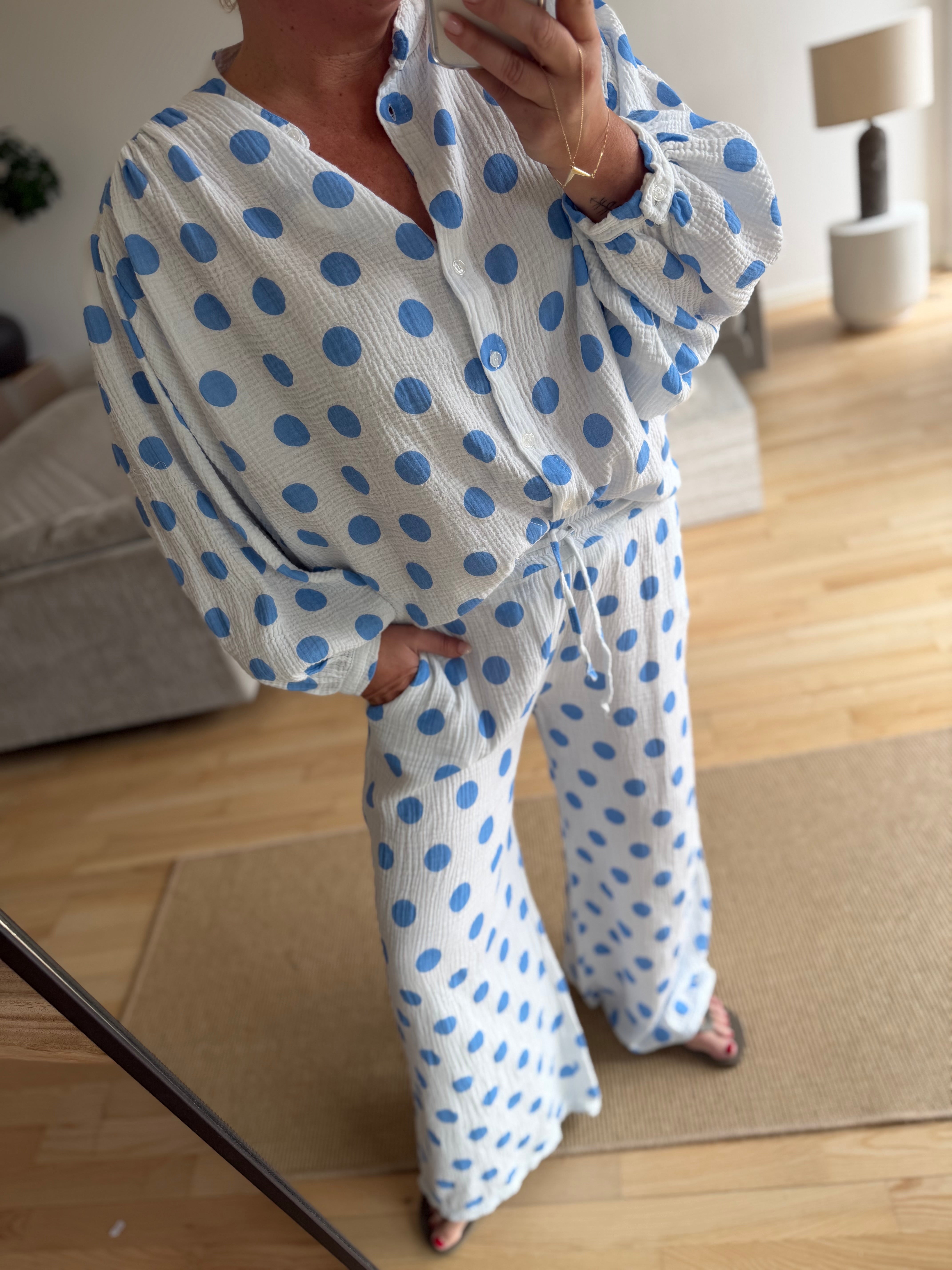 Boho Love B1358 Bomb pants dot blue