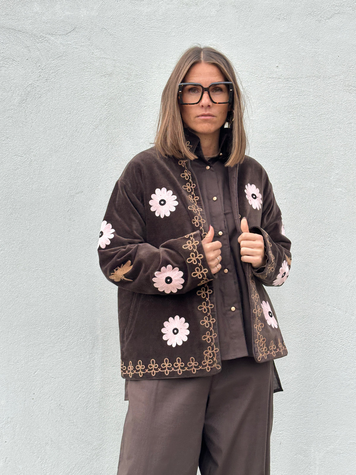 Gaspar 2607505 Utah short velvet jacket chocolate