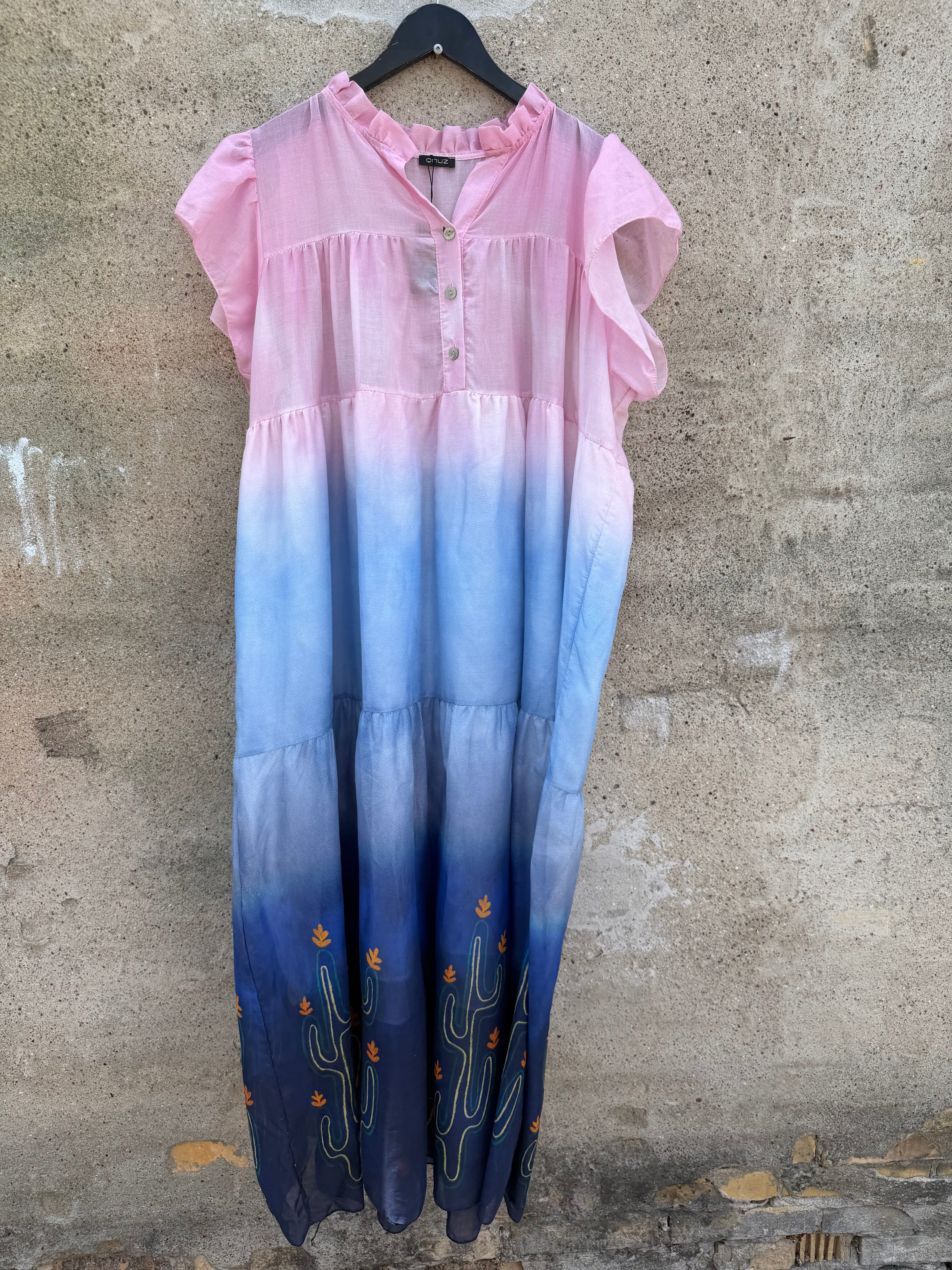 Qnuz 9401 dress Boheme dress print light blue
