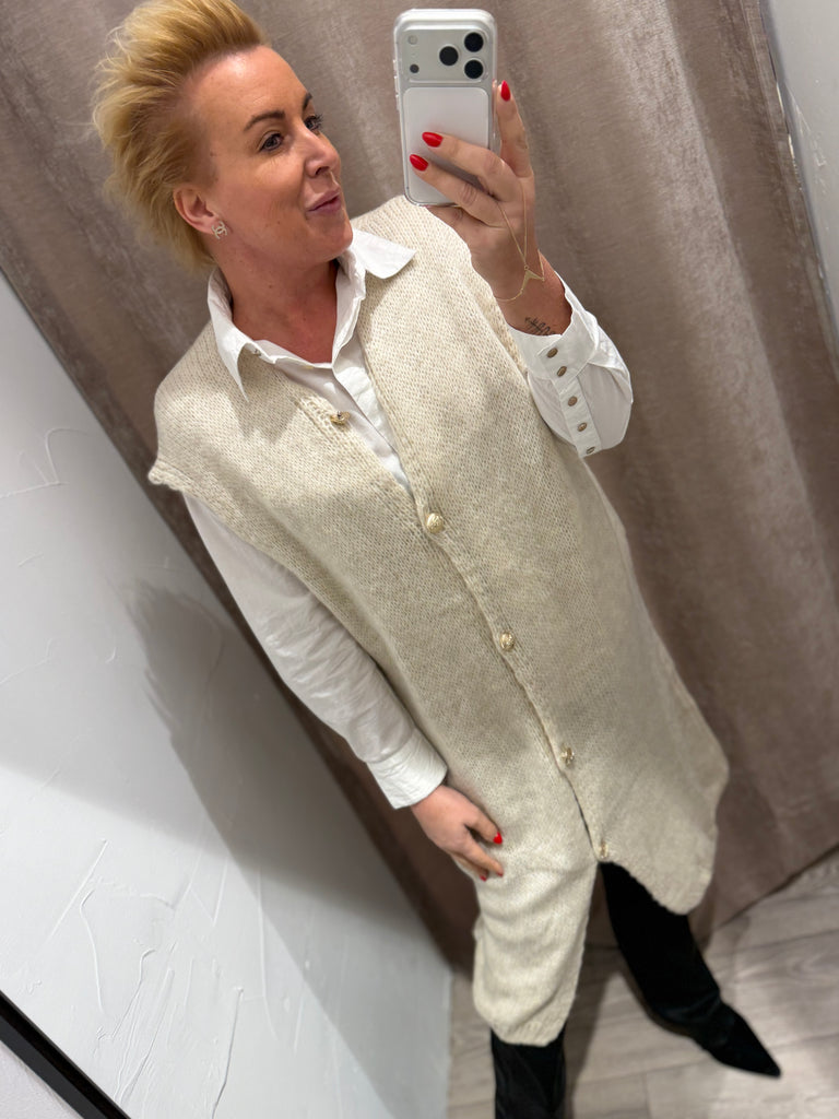 Boho Love B1297 strik lang vest beige