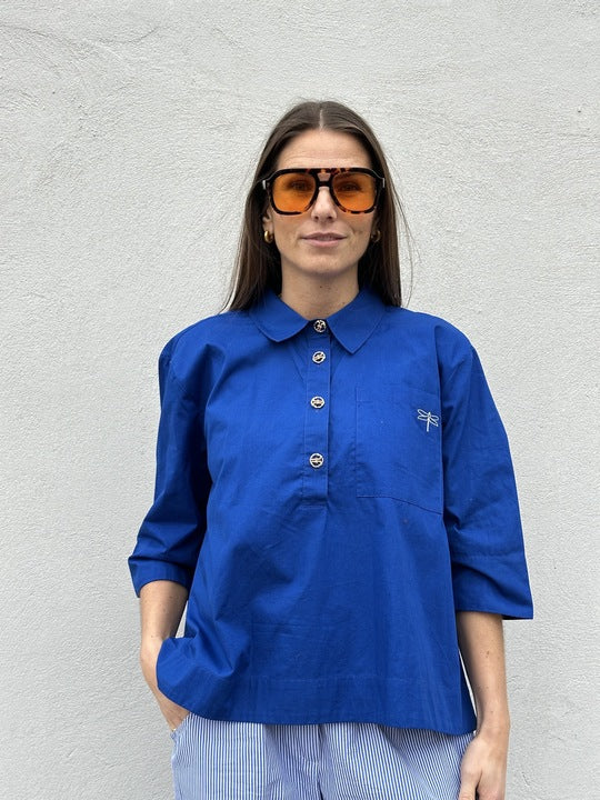 Gaspar 2601305 Porto blouse poplin royal