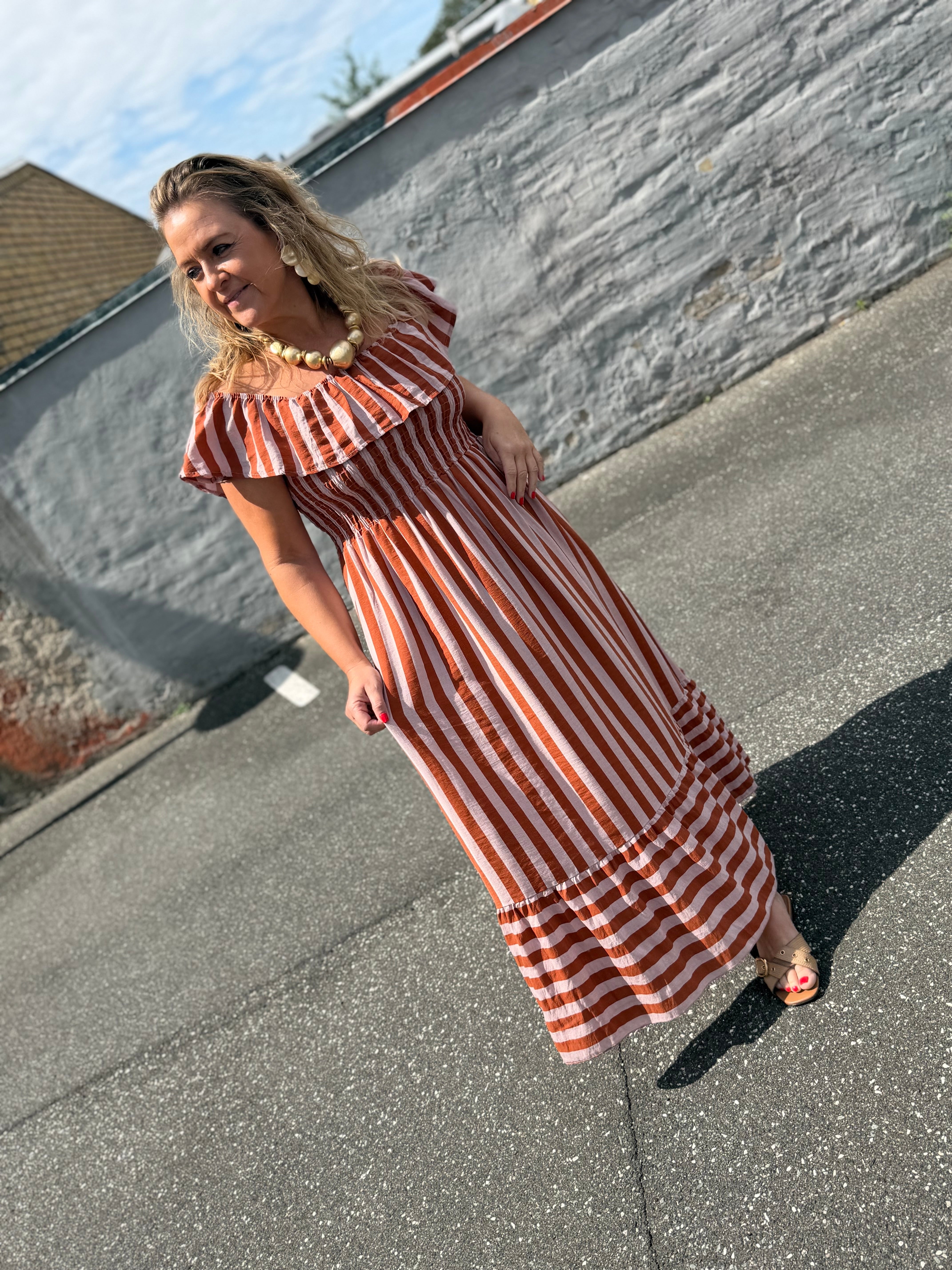 Qnuz 9417 dress stripe smock toscana