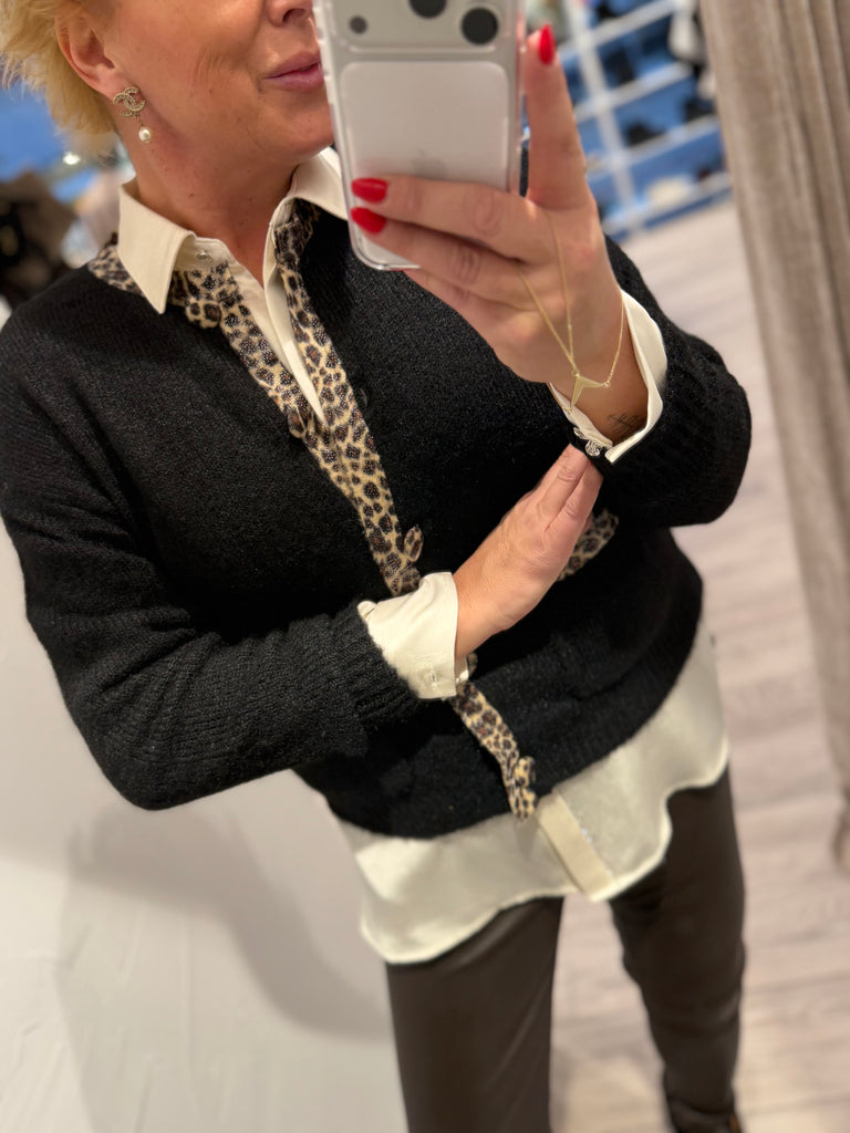 Qnuz 8968 Ribena cardigan leo black