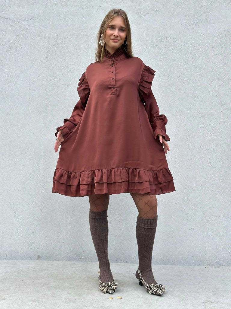 Gaspar 2510708 Jacqueline dress solid auburn