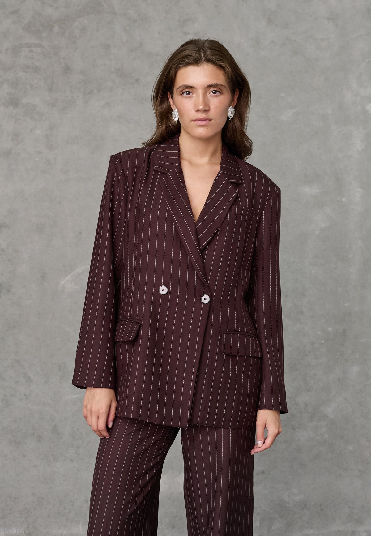 Love & Divine love1648 blazer brown pinstripes