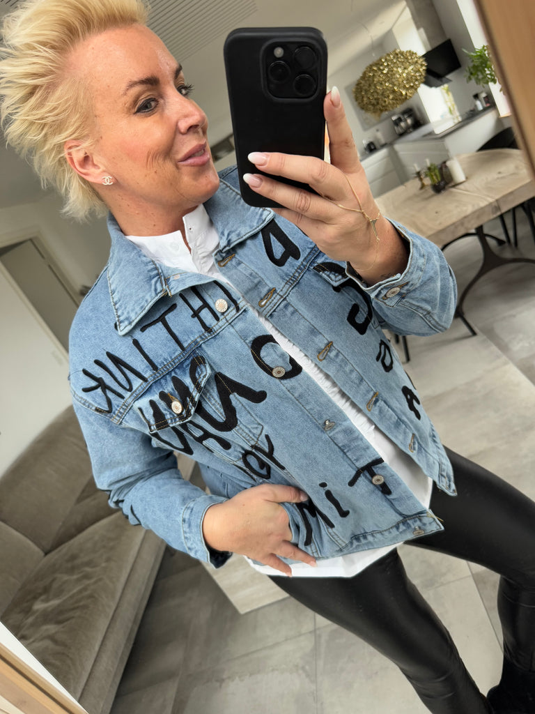 Qnuz 9925 Sabrina jakke denim embrodery blue