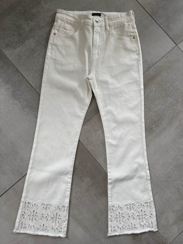 Qnuz 9983 Sig jeans embrodery white