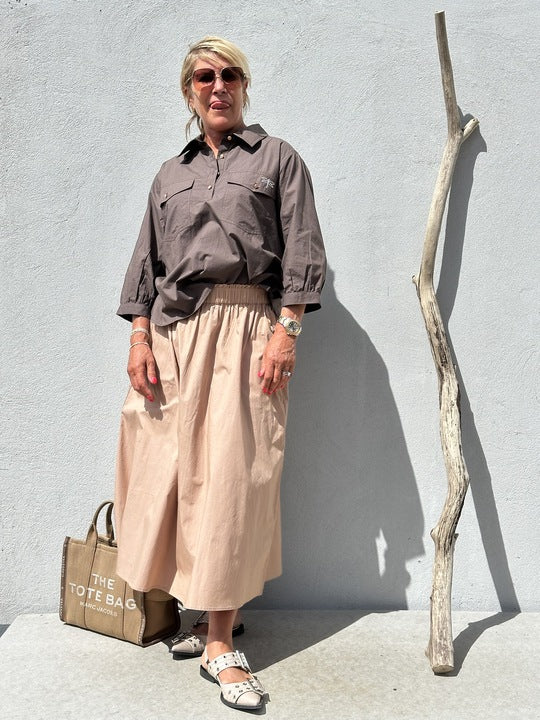 Gaspar 2501939 Vienna poplin skirt sand