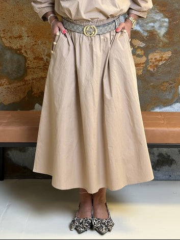 Gaspar 2501939 Vienna poplin skirt sand