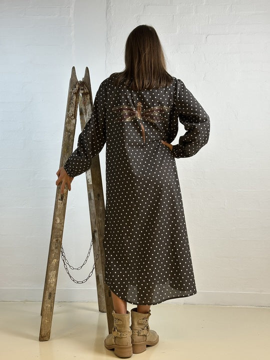 Gaspar 2507712 Luna dot kjole dark