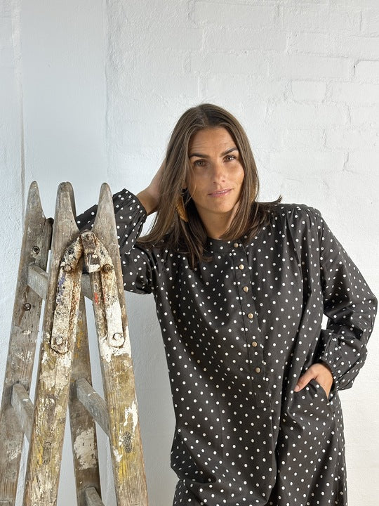 Gaspar 2507712 Luna dot kjole dark